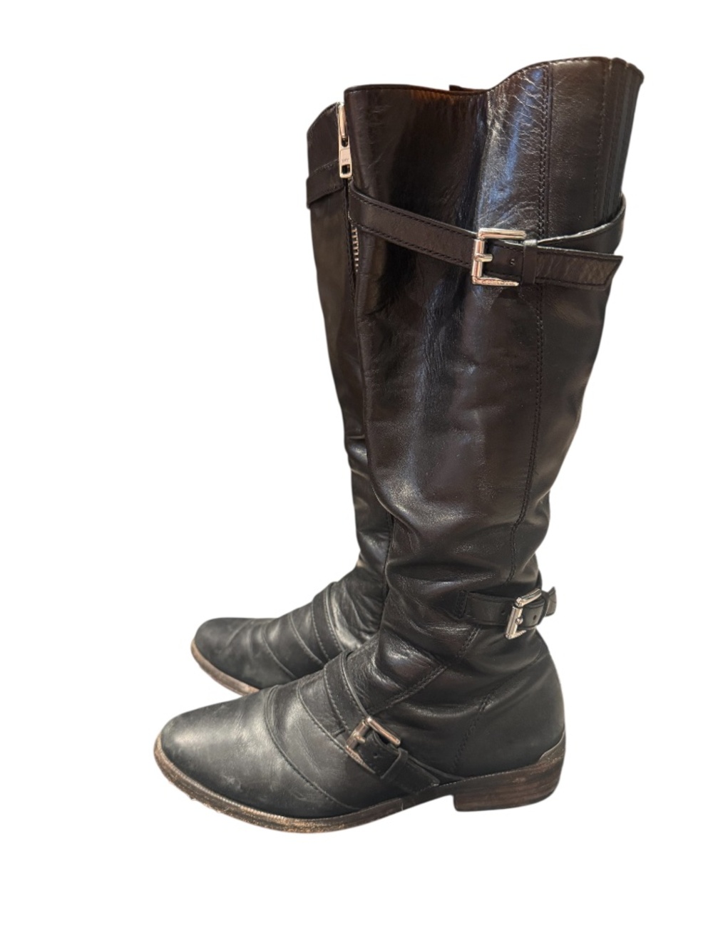 COACH black leather knee-high boots with buckle details - size 6 - Picture 4 of 11